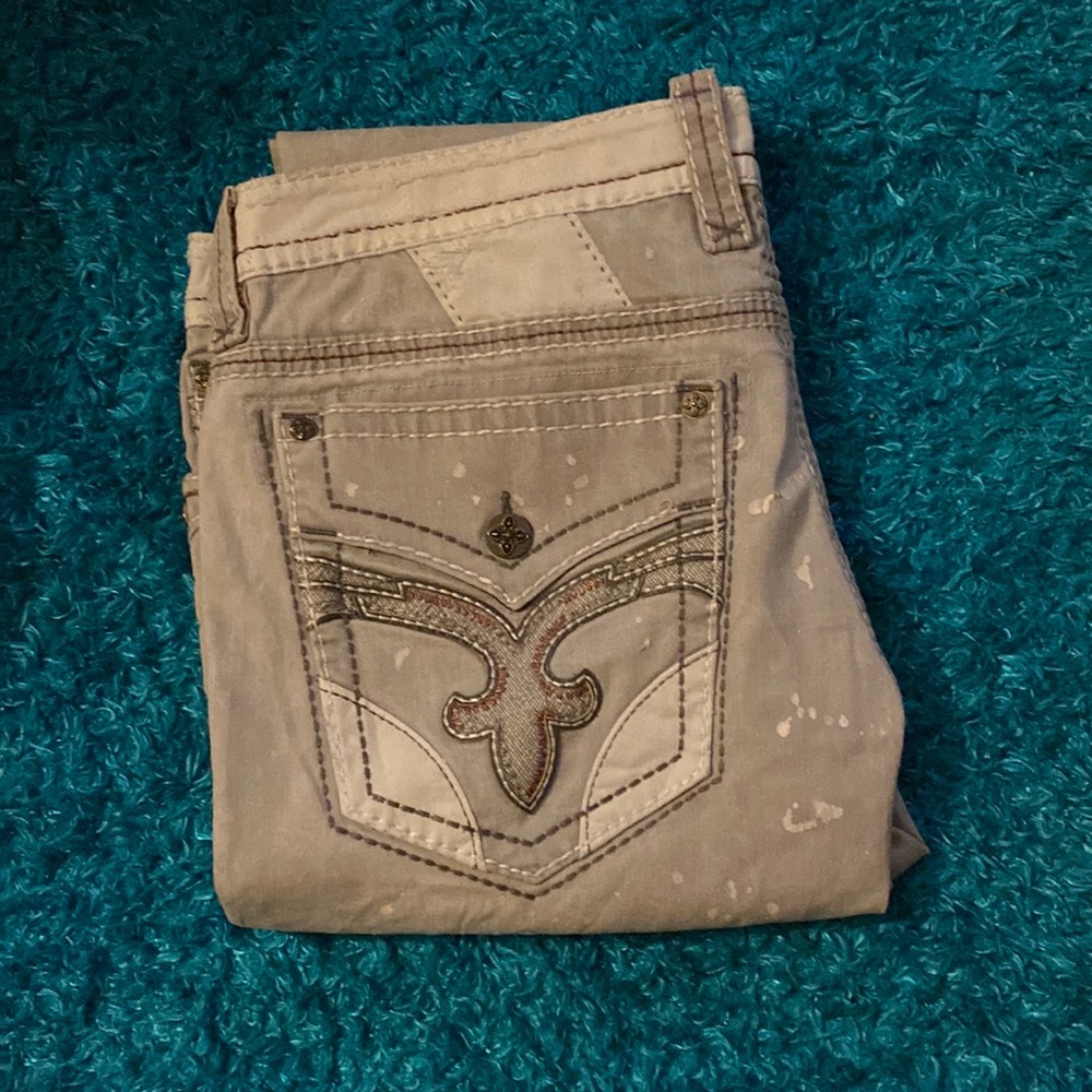 Mens, Rock Revival, Grey/Silver Jeans, Biker Jeans